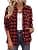 Zeagoo Womens Casual Tops Black Red Fashion Plaid Shirts Fall Work Blouse