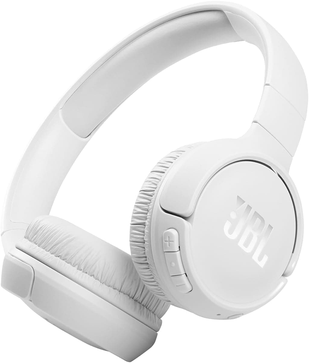 Amazon.com: JBL Tune 510BT - Bluetooth headphones with up to 40 hours battery, microphone for call, foldable and comfortable, Android and iOs compatible (White) : Electronics