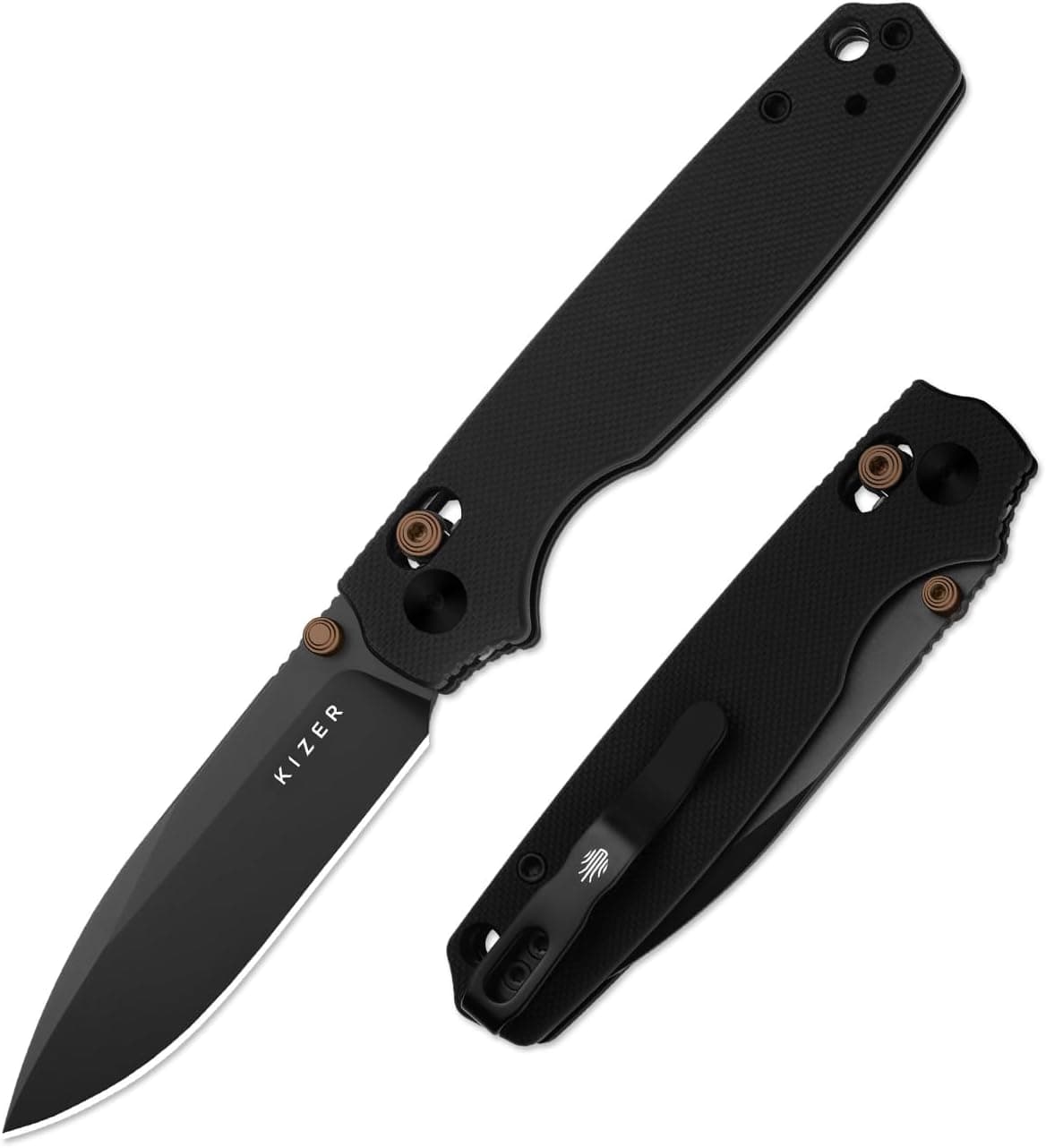 Kizer Pokiman CD Pocket Knife, 3.16" Drop Point D2 Blade Folding Knives with Black G10 Handle, Thumb Stud EDC Knife for Men Women V3789M1