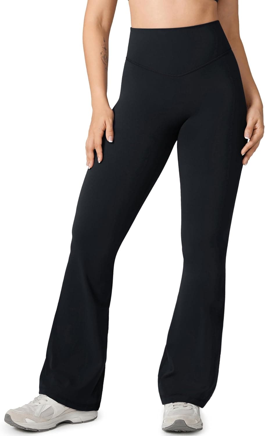UNISSU Hugcurve No Front Seam High Waisted Flare Leggings for Women Bootcut Yoga Pants Buttery Soft Lounge Workout - 31.5'' Black Small