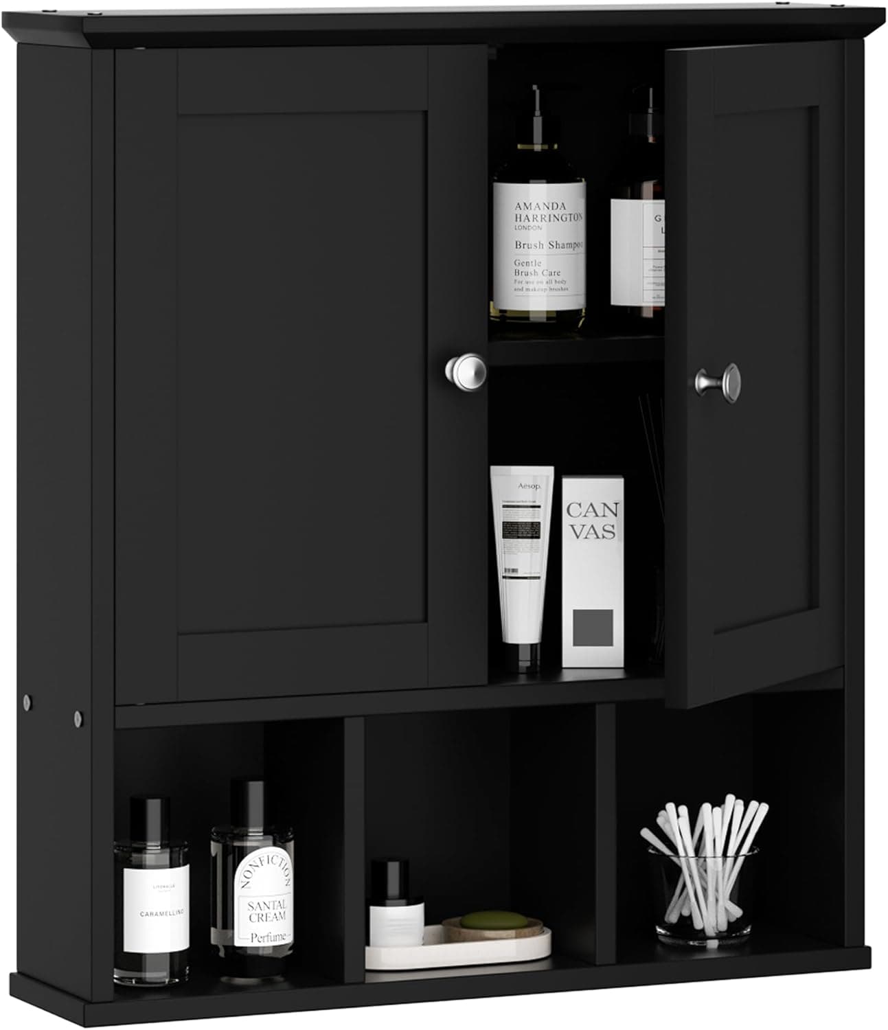 Shintenchi Bathroom Wall Cabinet with Door, Storage Organizer Over The Toilet Medicine, Space Saving with Adjustable & Open Shelf, Solid White