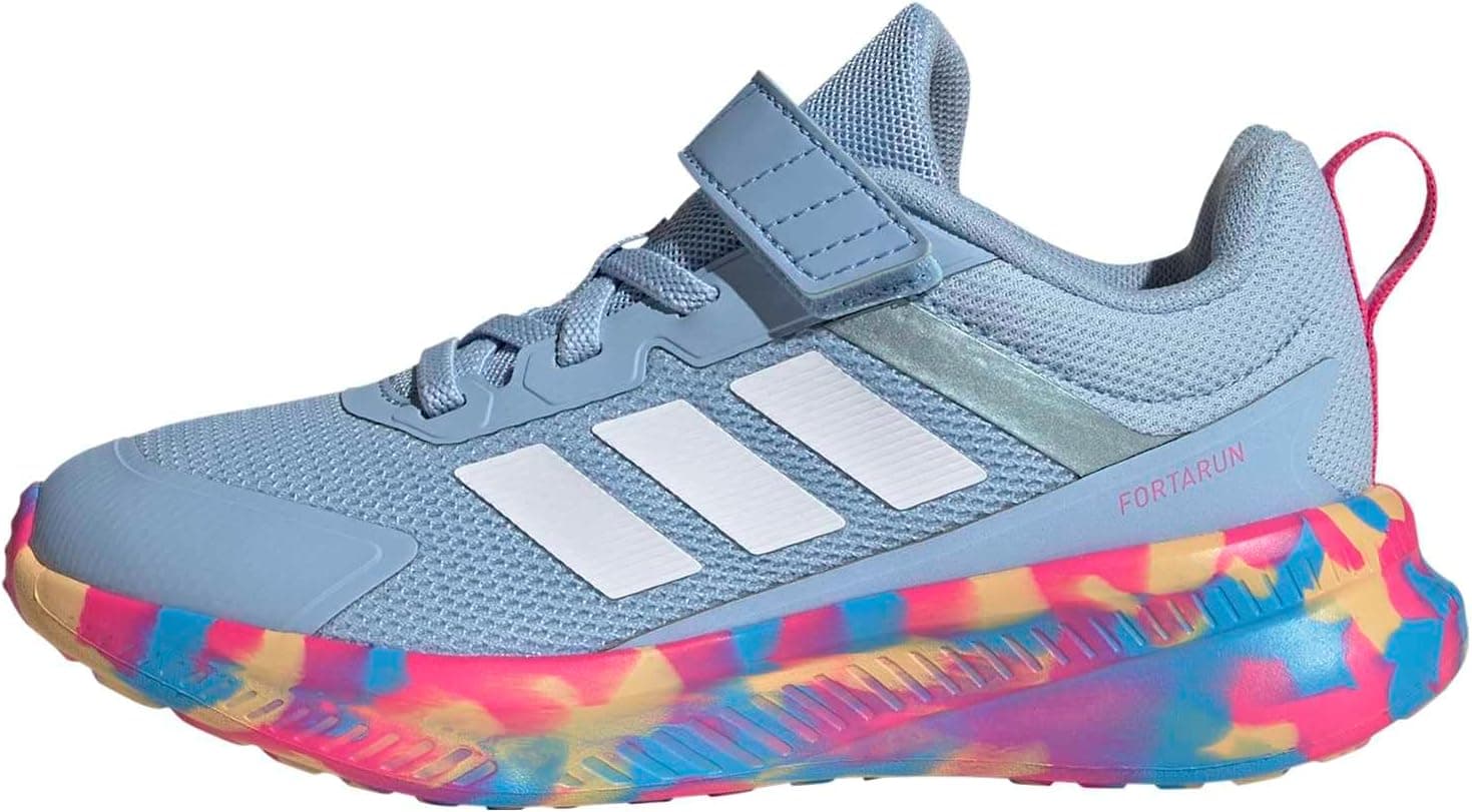 adidas Unisex-Kids Fortarun 4.0, Blue/Magic Grey Metallic/Lucid Pink, 10.5