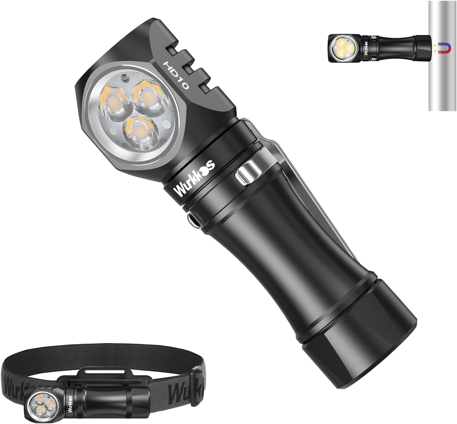 Wurkkos HD10 Right Angle Flashlight 1200 Lumens with Magnet -