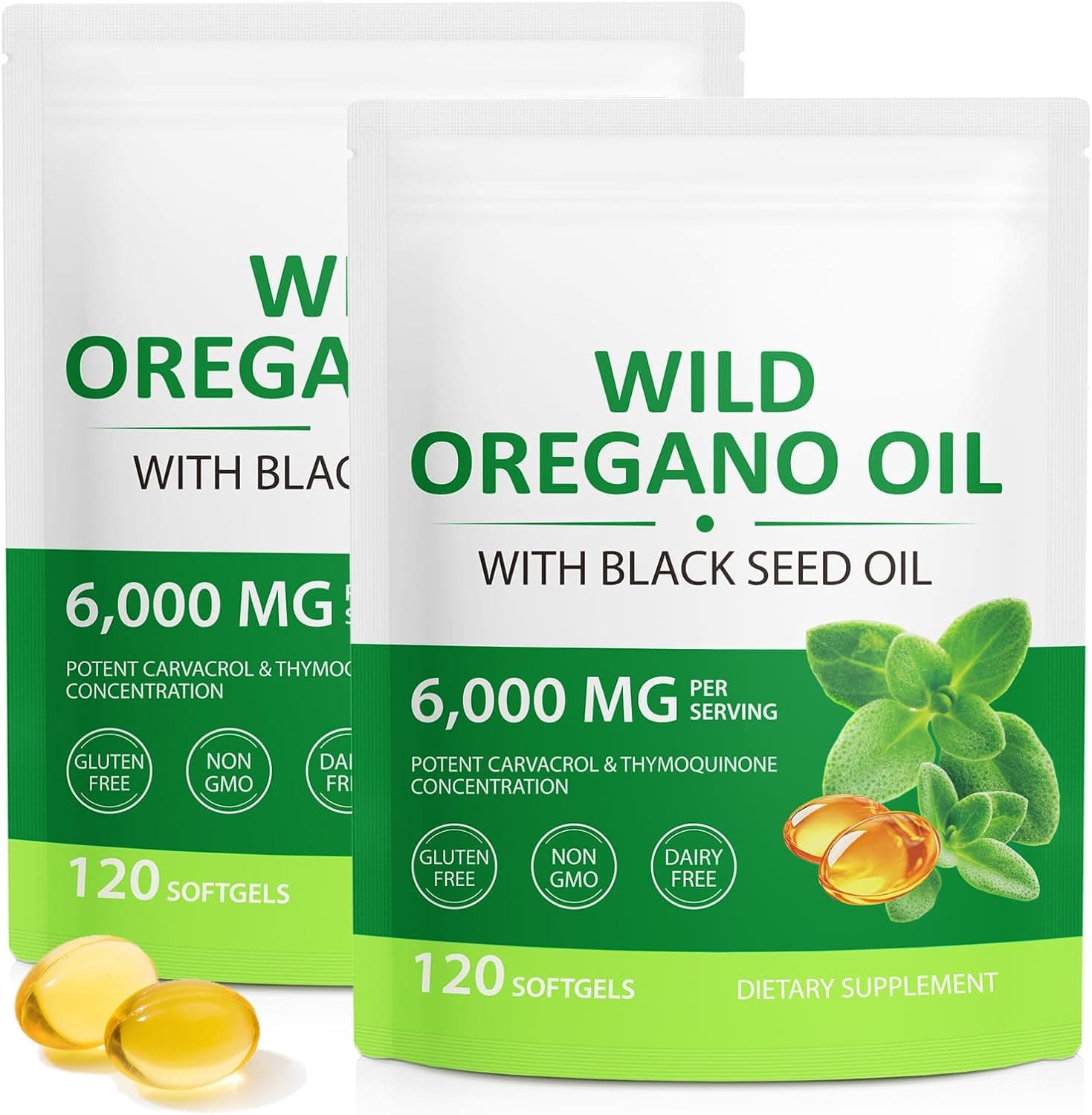 Oil of Oregano Capsules with Black Seed Oil, Immune Support, Non-GMO, Gluten Free