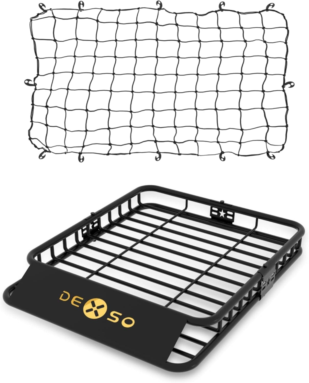 YMMV DEXSO Universal Roof Rack Basket with Cargo Net, 46" x 36" Rooftop Cargo Carrier Basket, 200 Lbs, Heavy Duty Luggage Rack for SUVs, Trucks, Vehicles AC