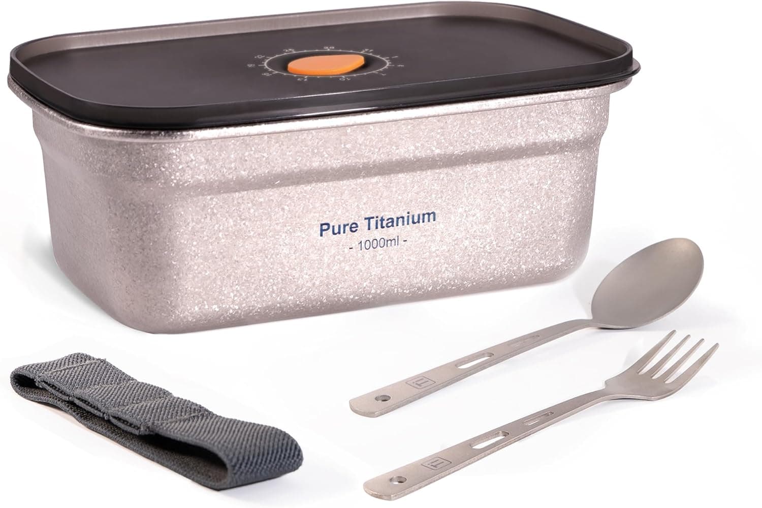 Titanium ultralight forever food storage container set w Ti fork and spoon 4.2 cup extra with multi