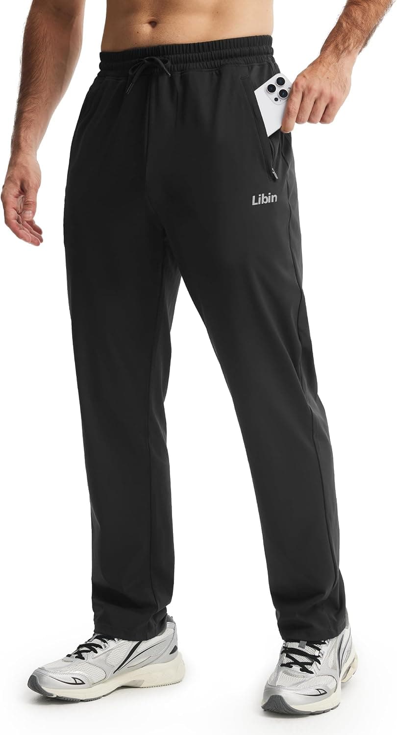 Libin Men's Sweatpants with 2 Zipper Pockets Stretch Joggers for Men - AC
