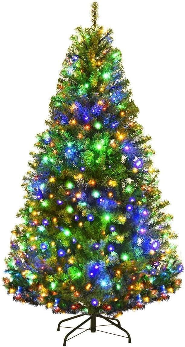 Goplus 5ft Pre-Lit Artificial Christmas Tree with 150 Lights, 11 Light-Mode