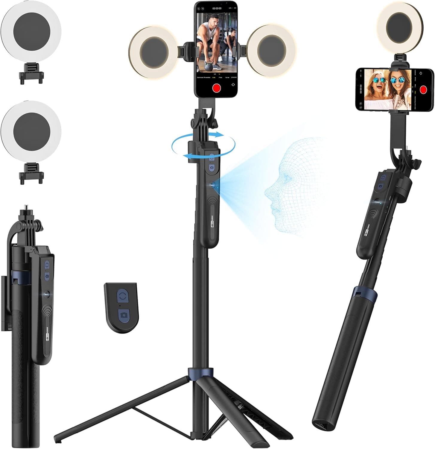 USKEYVISION Auto Face Tracking Tripod 360 Rotation,70.9” Phone Tripod
