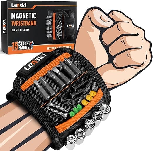 Lenski Magnetic Wristband for Tools, Magnetic Wristband Tools Gifts For Men Dad Husband, Wrist Magnetic Screw Holder With Strong Magnetic Holding Screws Tool