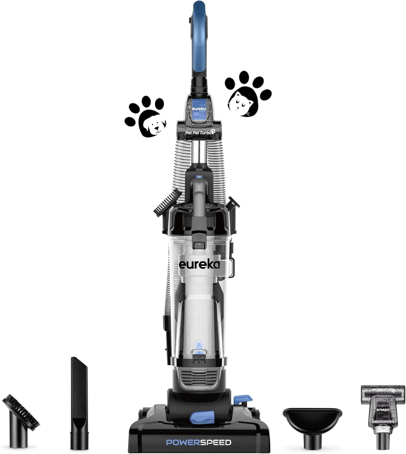 Eureka Upright Vacuum Cleaners, PowerSpeed Lightweight, NEU181A | Pet Hair, Carpet & Hard Floor, 2.6L Dust Cup, Pet Turbo Brush, Crevice & Upholstery Tools, Bagless, Blue
