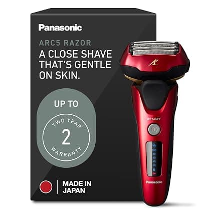 Panasonic ARC5 Electric Razor for Men Face, Wet & Dry Shavers for Men with Foil Shaver, Ultra-Fast 5-BladeES-ALV6HR (Red)
