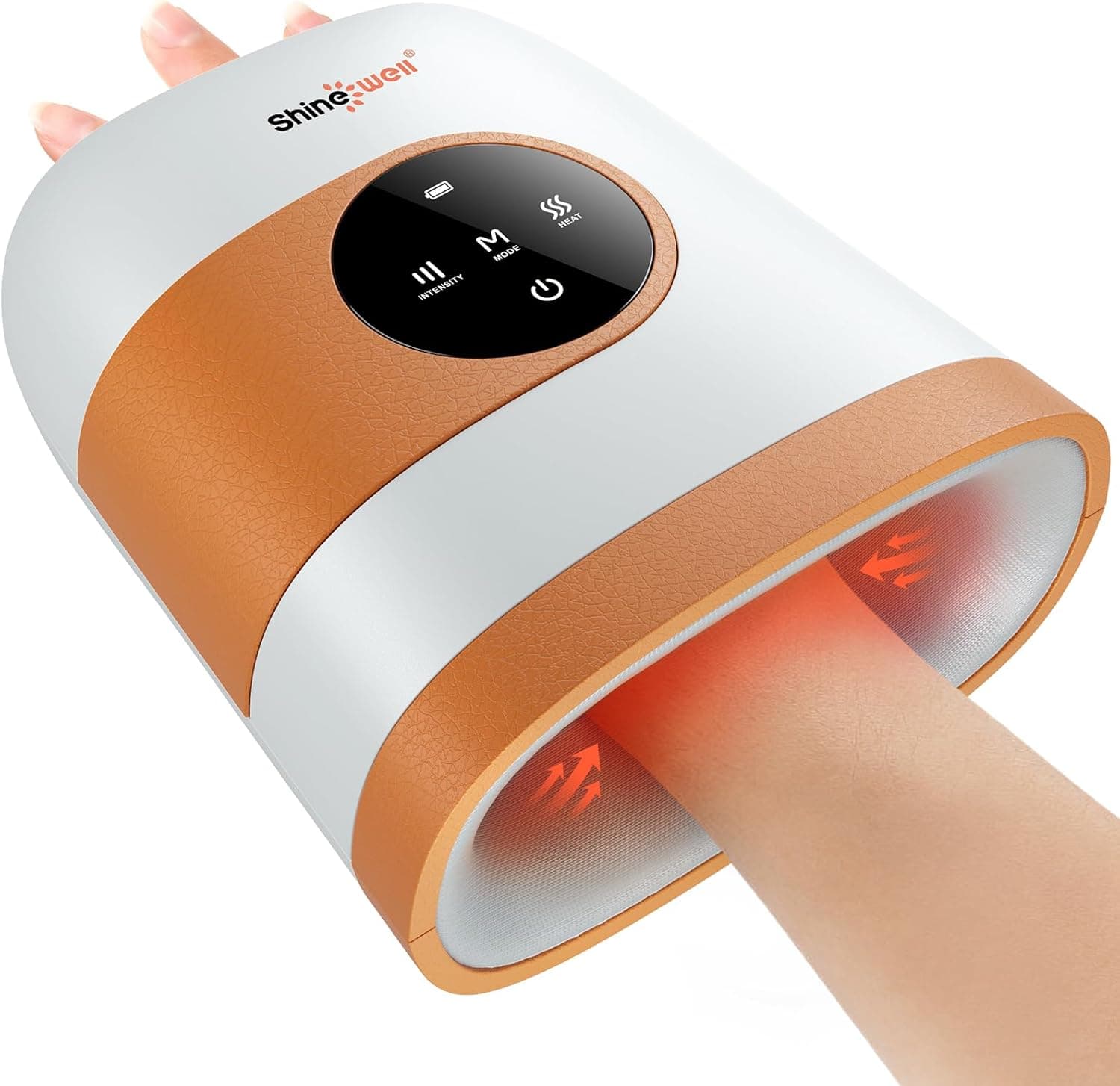 SHINE WELL Cordless Hand Massager with Heat and Compression