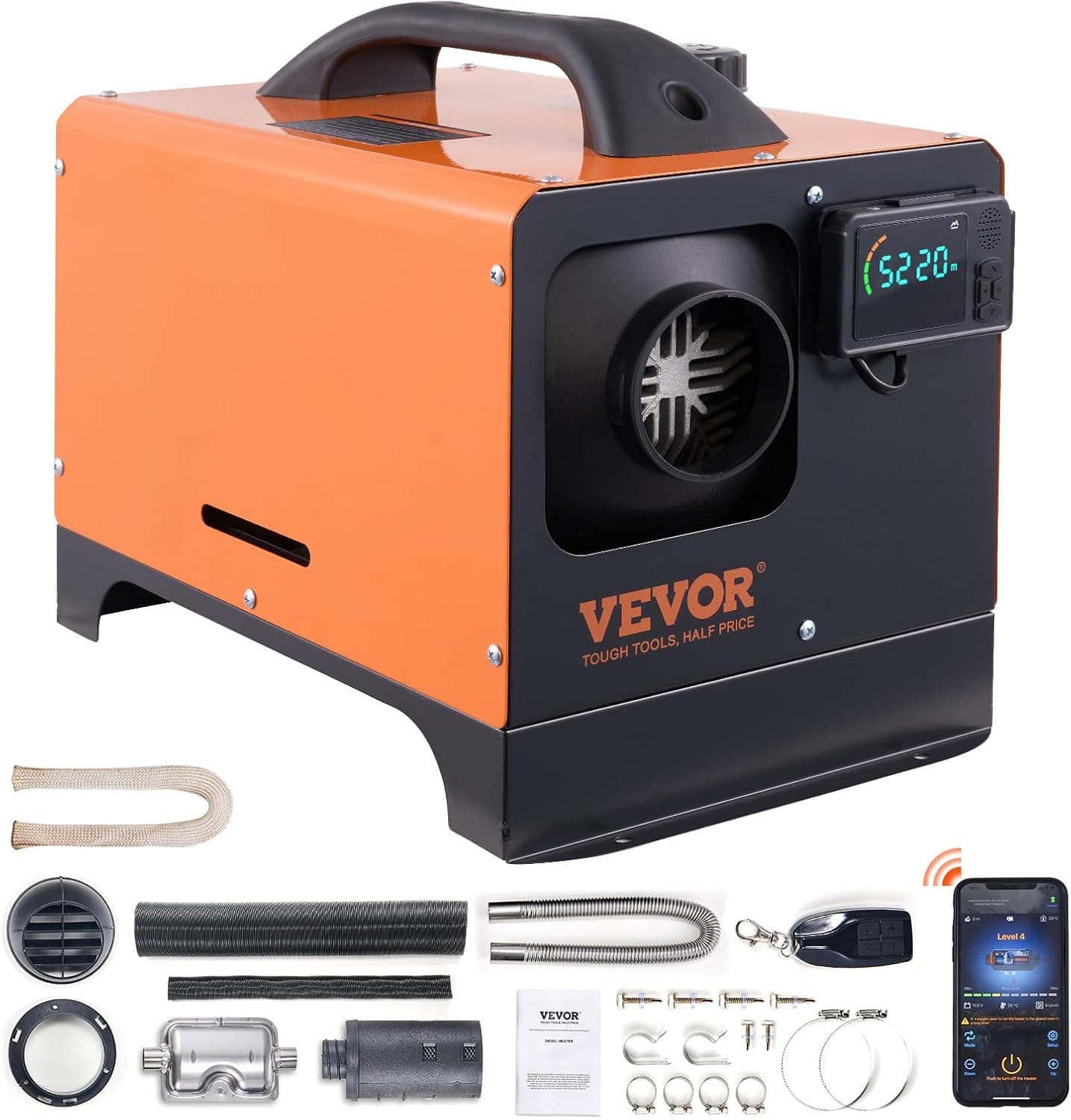 VEVOR Diesel Heater, 12V All-in-one Diesel Air Heater with Remote Control and LCD Display, 5L Fuel Tank Fast Heating Portable Diesel Parking Heater for RV, Truck