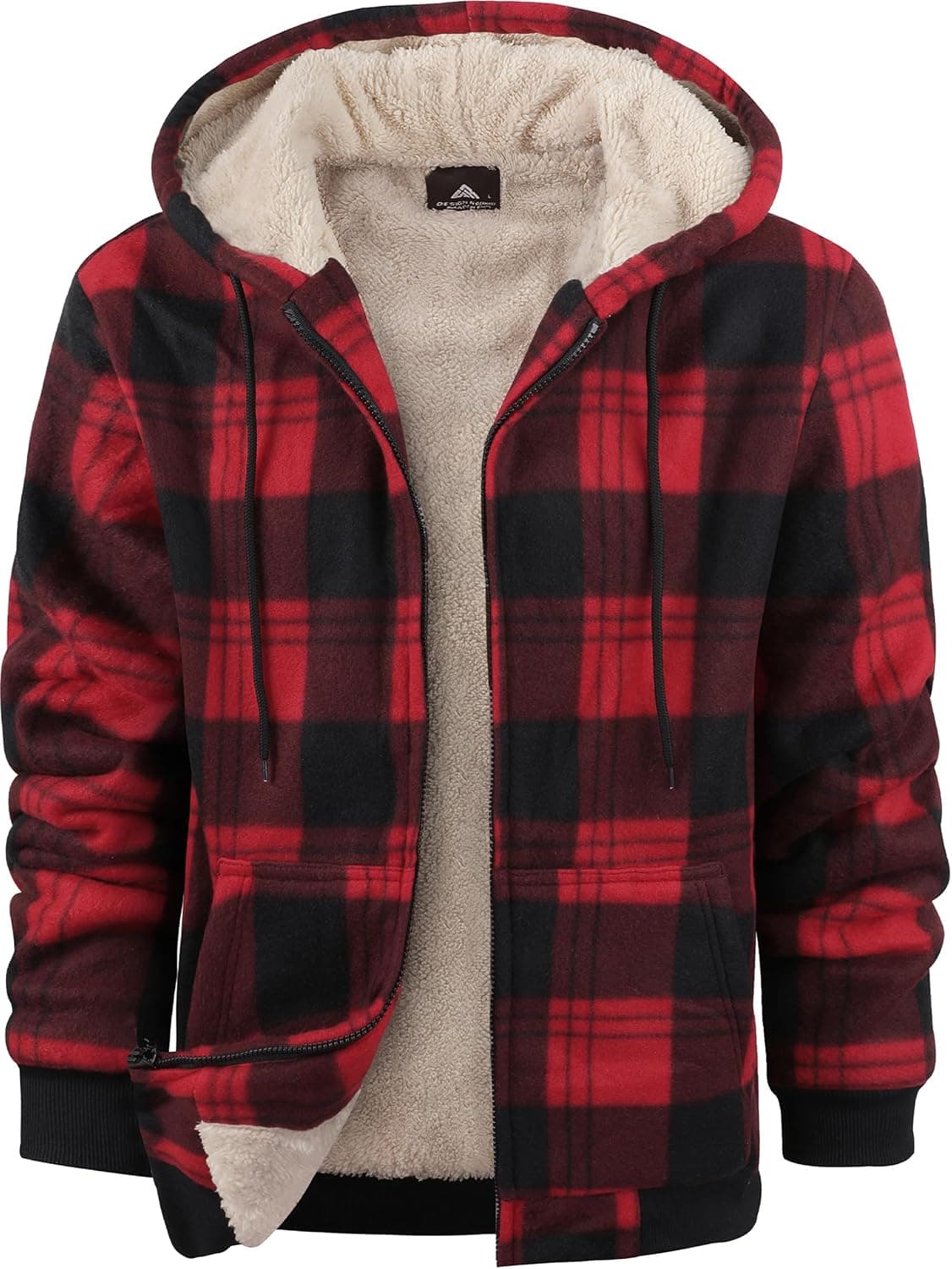Amazon – ZITY Men's Sherpa-Lined Plaid Hoodie - –