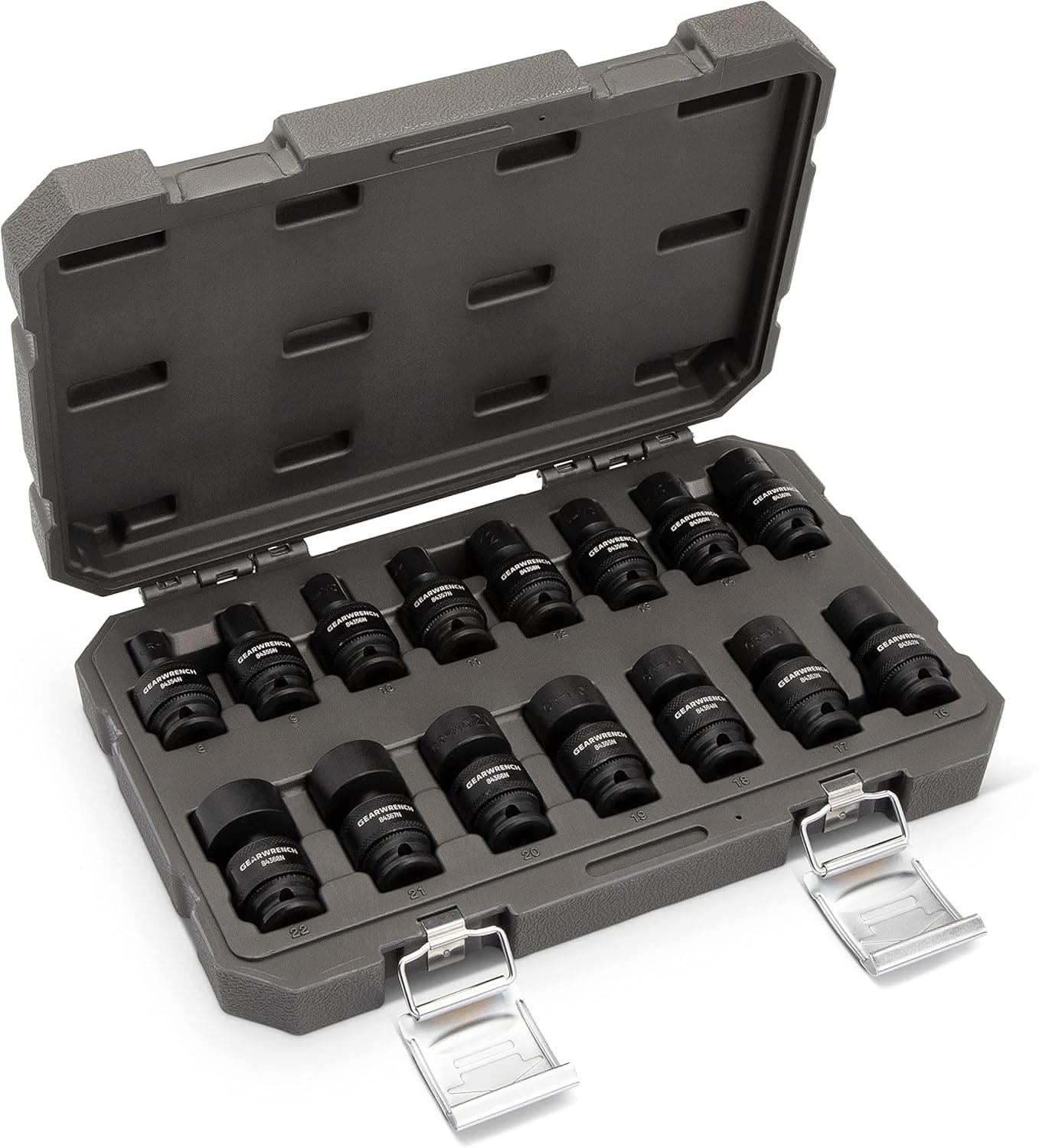 GEARWRENCH 15 Piece 3/8inch Drive 6 Point Universal Impact Socket Set, Metric - 84918N