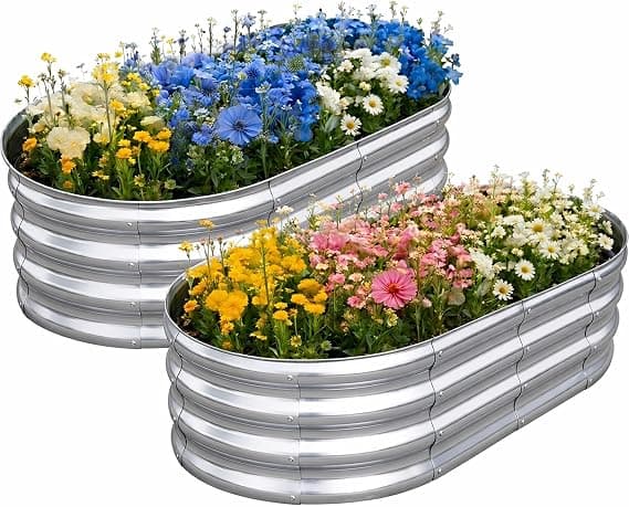 2 Pack TATAANTY Galvanized Raised Garden Bed (4X2X1ft) + Free S&H