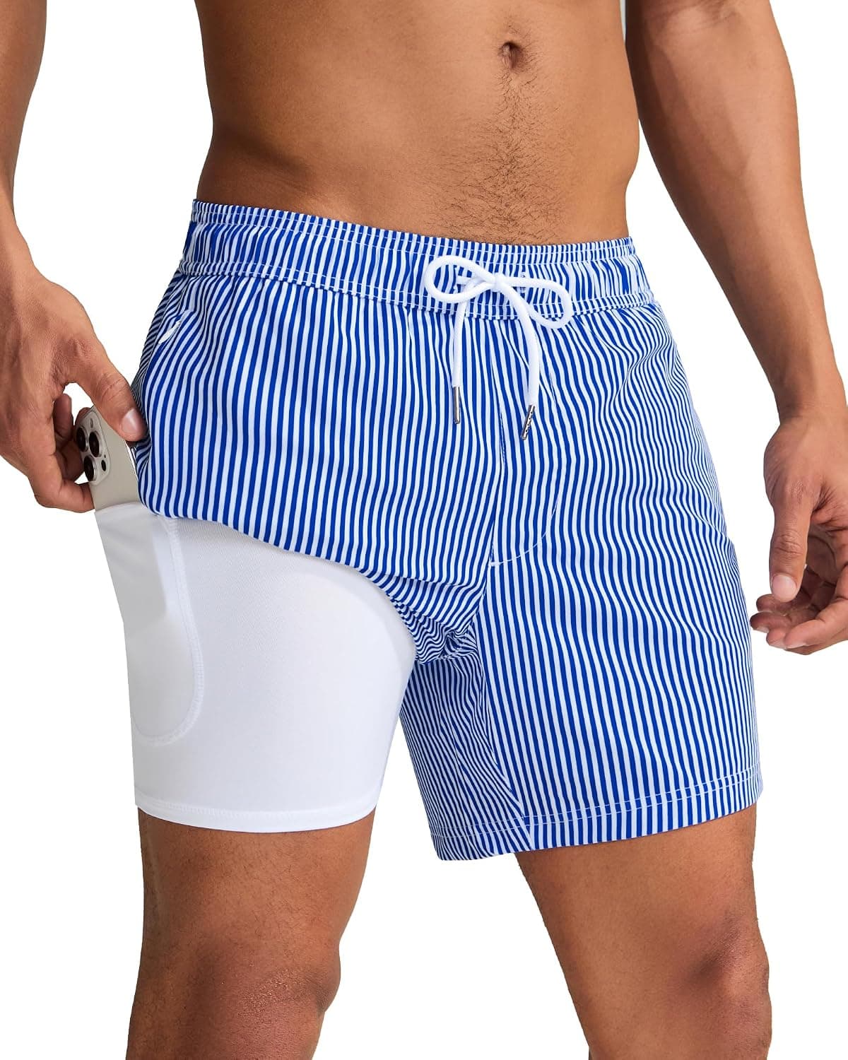 maamgic Mens Swim Trunks with Compression Liner 5 Inch Quick Dry AC