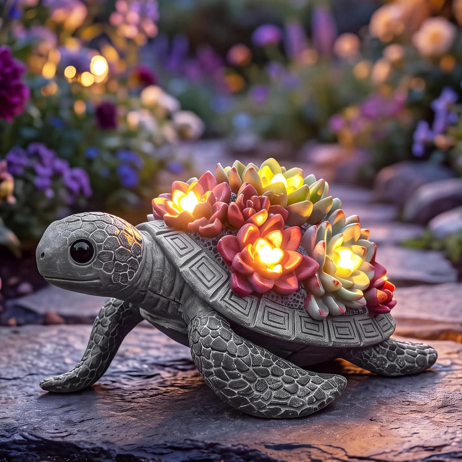 Amazon – Lavezee Solar Turtle Garden Statue w/ Succulent -
