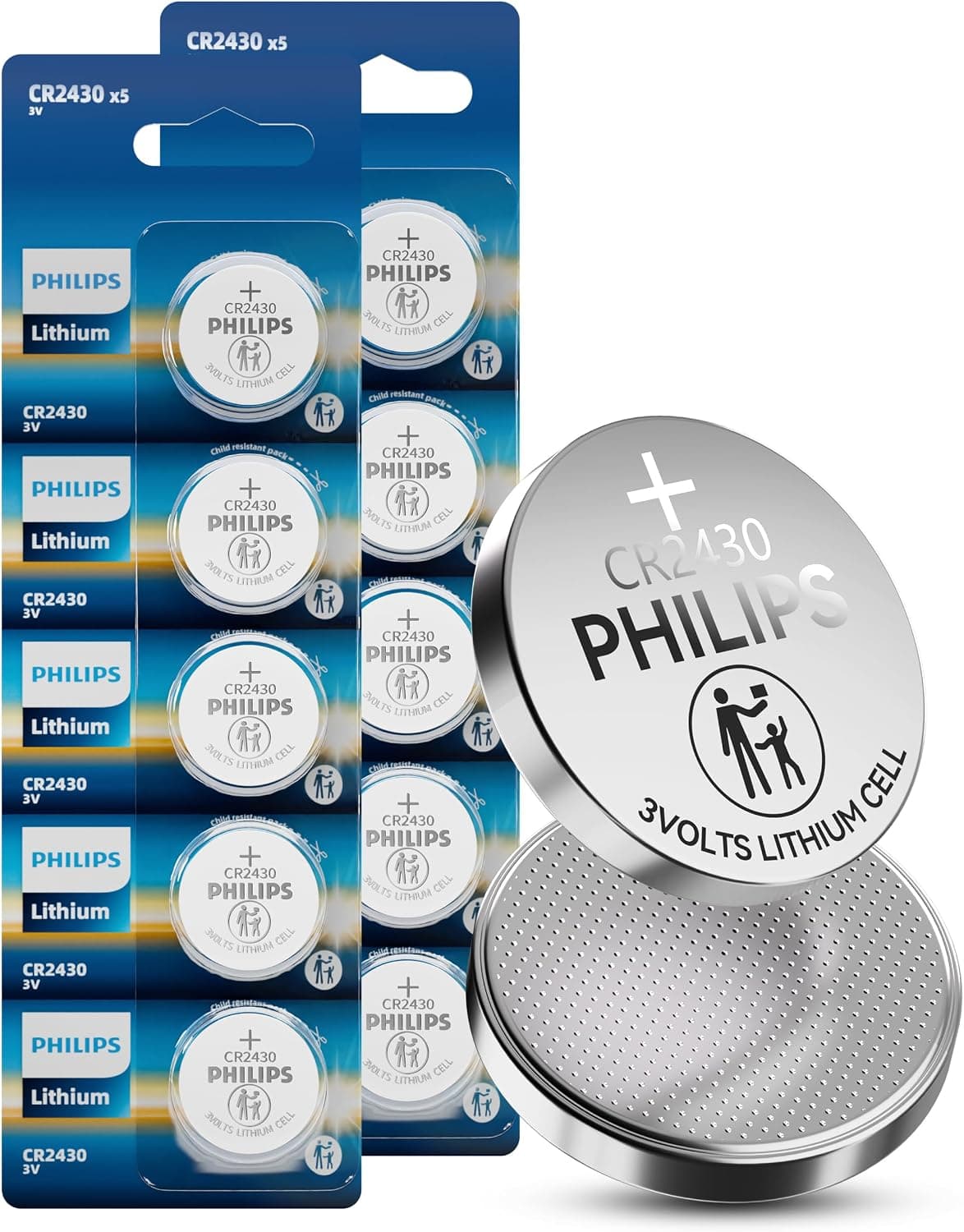 PHILIPS 3V Lithium CR2430 Coin Cell Battery 10 Count