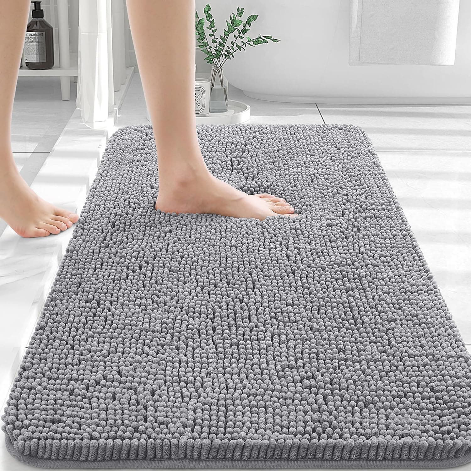Amazon.com: OLANLY Bathroom Rugs 30x20, Extra Soft Absorbent Chenille Bath Rugs, Rubber Backing Quick Dry, Machine Washable Bath Mats for Bathroom Floor, Tub and Shower, Home Decor Accessories, Grey : Home & Kitchen